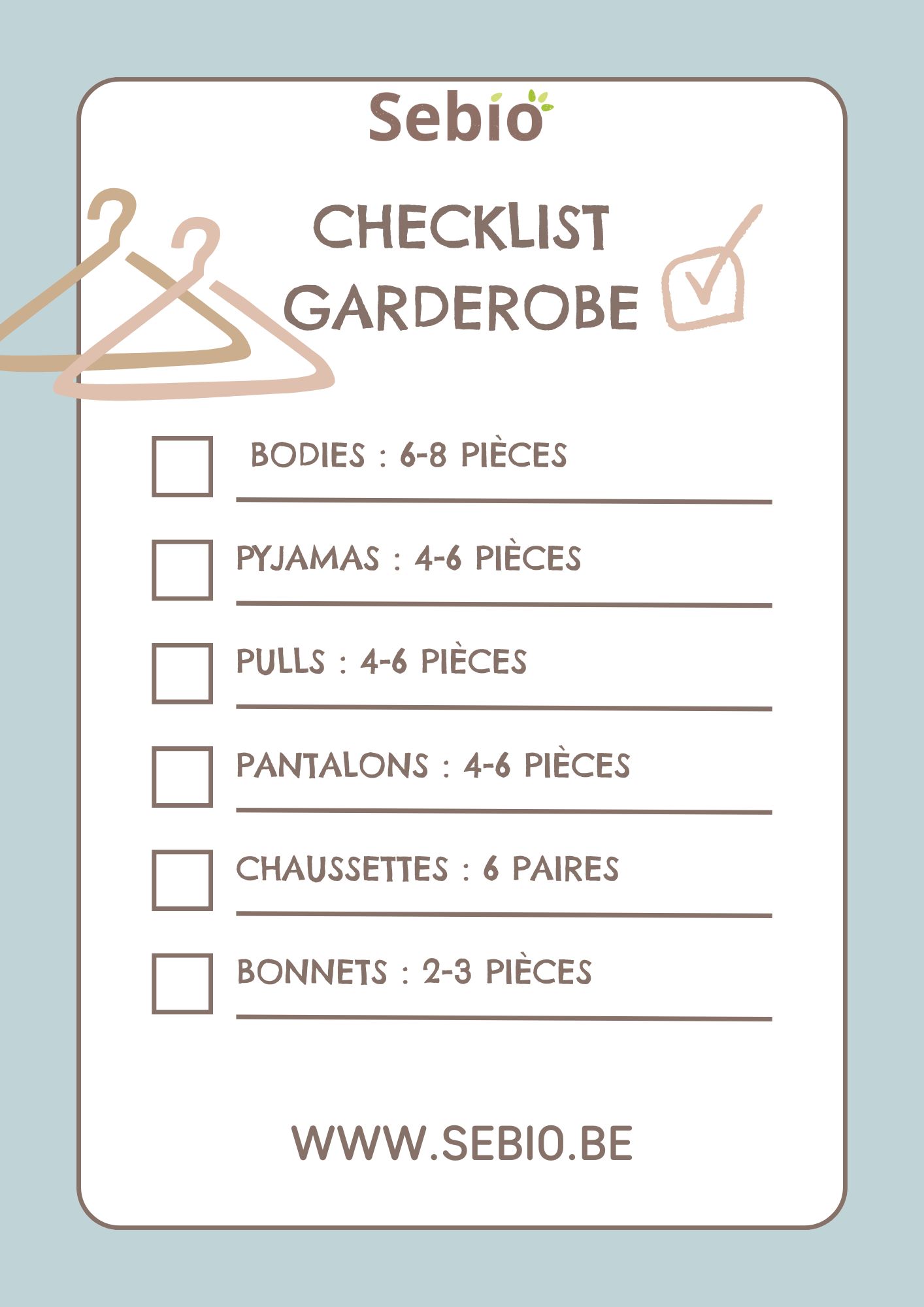 Checklist vêtements pour bébé